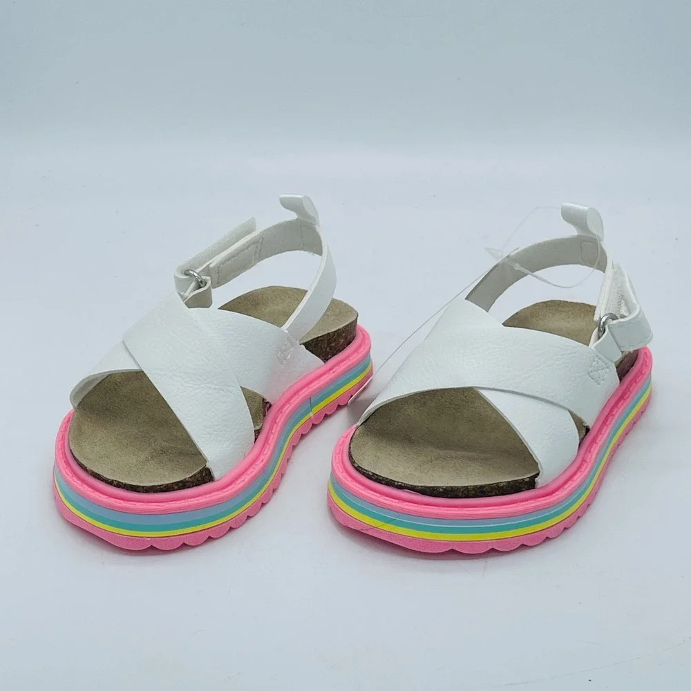 Carters Cindy Toddler Girls Rainbow Platform Sandals White Multi CS22L05B Size 7